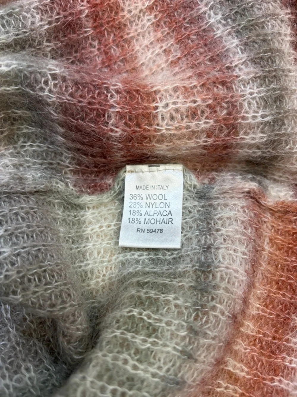 ELSAMANDA ALPACA MOHAIR WOOL LOOSE KNIT PULLOVER SWEATER SUNRISE OMBRÉ COLORS - Picture 7 of 7